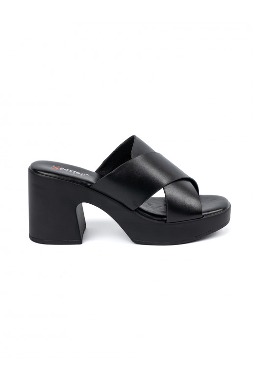 Černé Pantofle na podpatku Černé Pantofle na podpatku