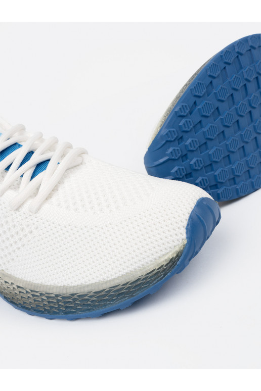 bílé sportovní obuv z niebieską podeszwą