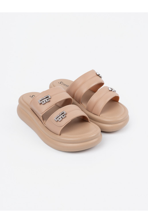 béžové Pantofle  s platformou béžové Pantofle  s platformou