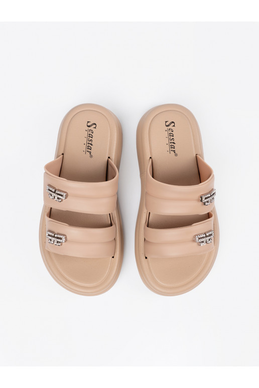 béžové Pantofle  s platformou béžové Pantofle  s platformou