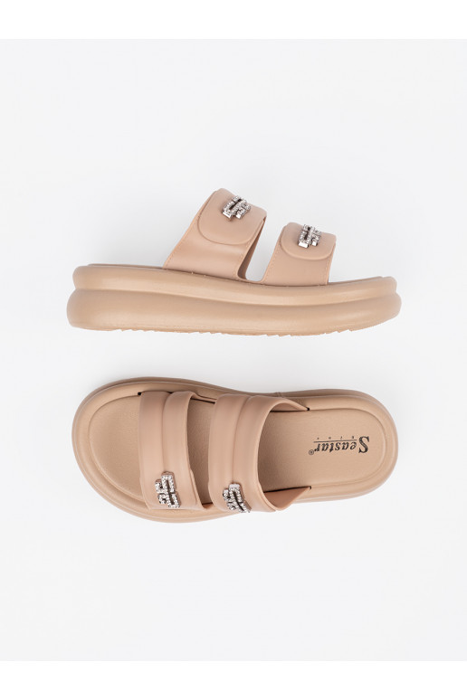 béžové Pantofle  s platformou béžové Pantofle  s platformou