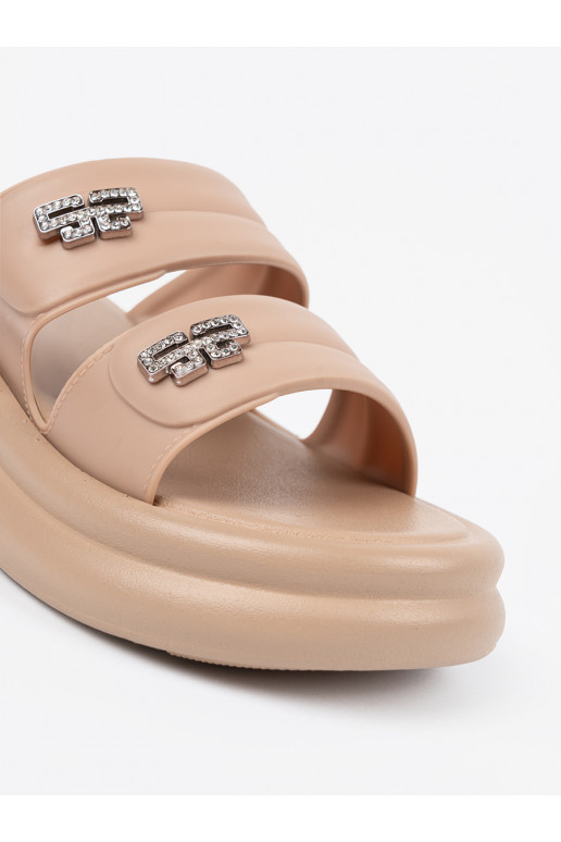 béžové Pantofle  s platformou béžové Pantofle  s platformou