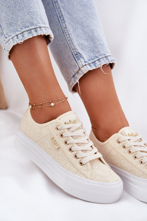 Ležérní obuv s krajkou Lee Cooper LCW-25-31-3440L béžové Ležérní obuv s krajkou Lee Cooper LCW-25-31-3440L béžové