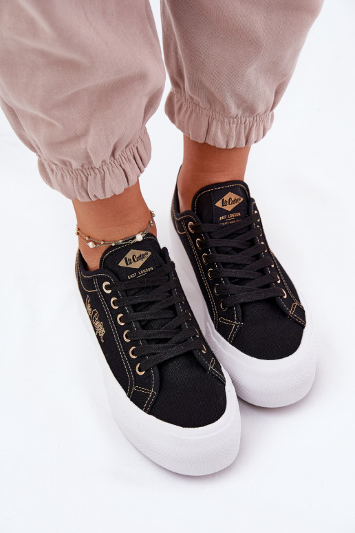 Textilní tenisky s platformou Lee Cooper LCW-25-31-3431L Černé Textilní tenisky s platformou Lee Cooper LCW-25-31-3431L Černé