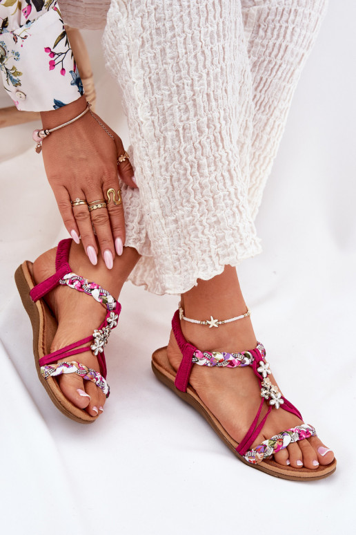 Ploché dámské sandály Z Plecionymi Paskami I Przypinkami Artiker 56C1314 růžová Ploché dámské sandály Z Plecionymi Paskami I Przypinkami Artiker 56C1314 růžová