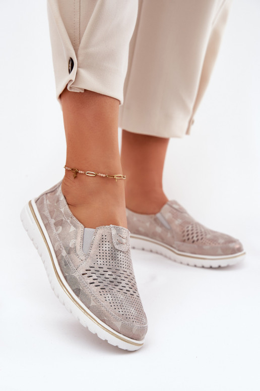 Semišové nazouvací boty Béžovo-zlatá Inez Semišové nazouvací boty Béžovo-zlatá Inez