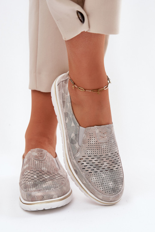 Semišové nazouvací boty Béžovo-zlatá Inez Semišové nazouvací boty Béžovo-zlatá Inez