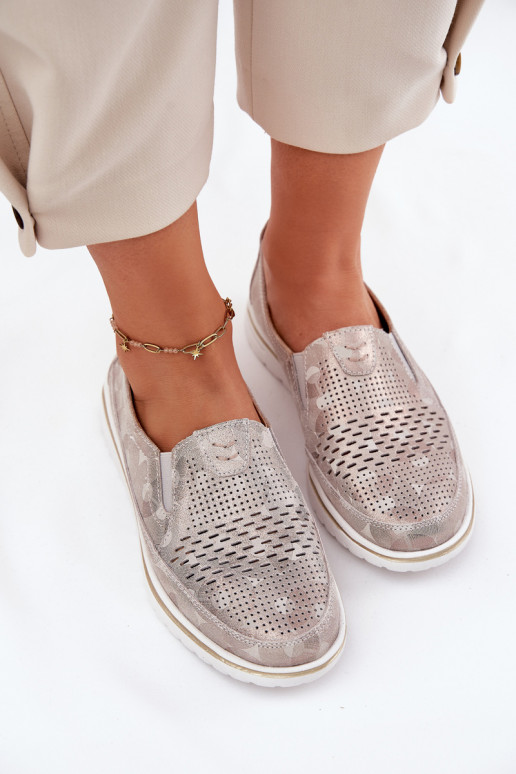 Semišové nazouvací boty Béžovo-zlatá Inez Semišové nazouvací boty Béžovo-zlatá Inez