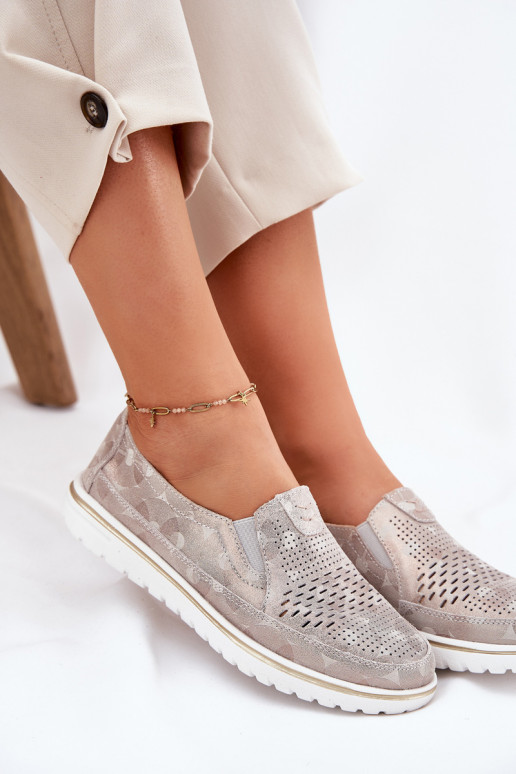 Semišové nazouvací boty Béžovo-zlatá Inez Semišové nazouvací boty Béžovo-zlatá Inez