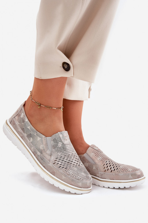 Semišové nazouvací boty Béžovo-zlatá Inez Semišové nazouvací boty Béžovo-zlatá Inez