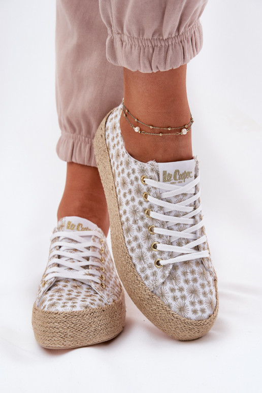Ležérní obuv s platformou  Lee Cooper LCW-25-08-3648L Bílá-zlaté barvy  Ležérní obuv s platformou  Lee Cooper LCW-25-08-3648L Bílá-zlaté barvy