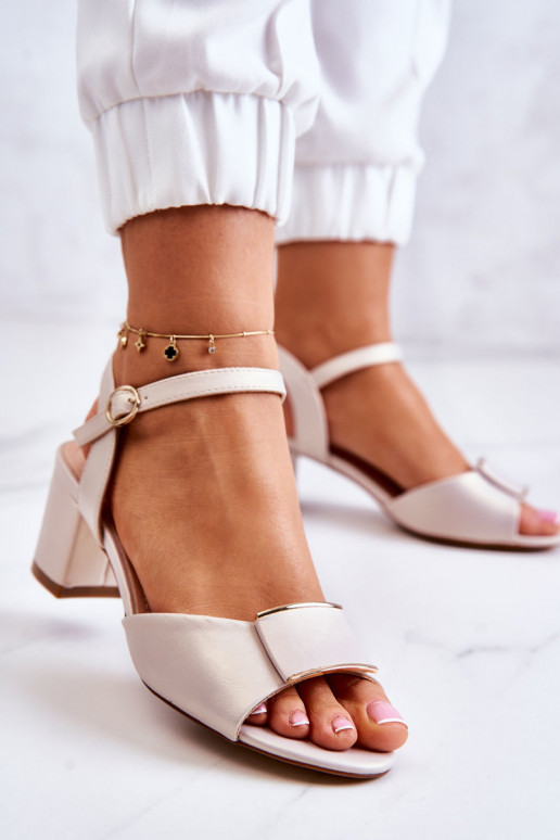 Elegantní sandály na vysokém podpatku béžové Lorisa  Elegantní sandály na vysokém podpatku béžové Lorisa