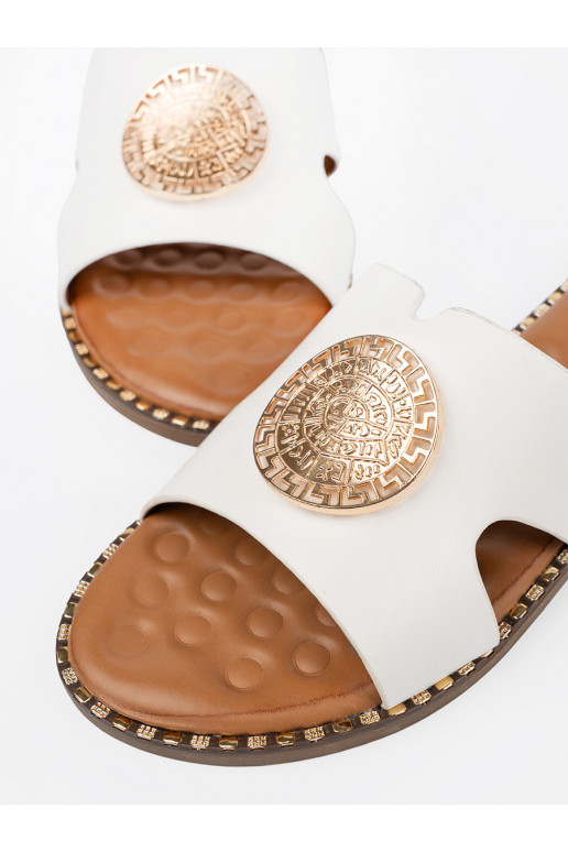 Pantofle bílé se zlatými detaily Pantofle bílé se zlatými detaily