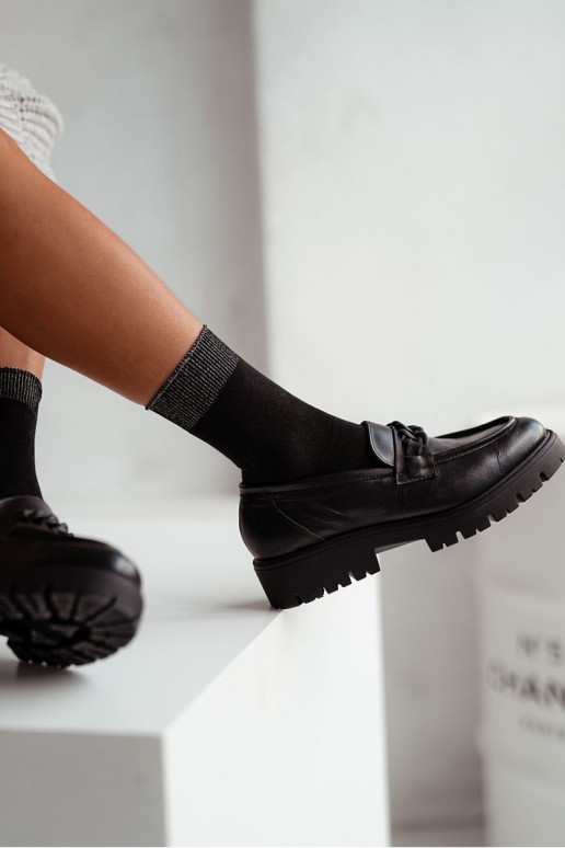 Dámské ponožky Bawełniane Z Lurekm Ściągaczem Černé Dámské ponožky Bawełniane Z Lurekm Ściągaczem Černé