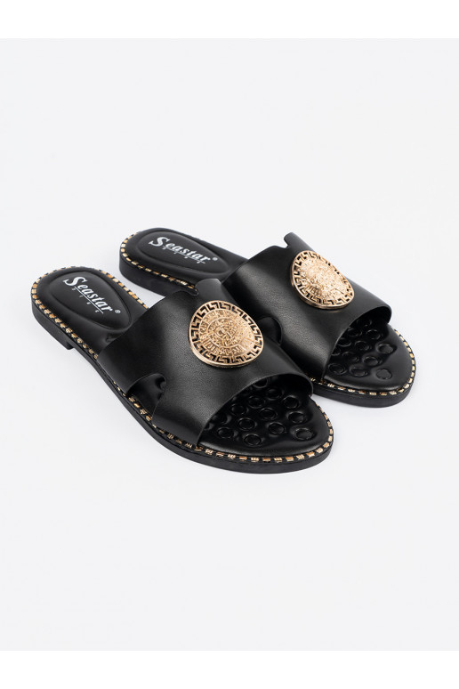 Pantofle Černé se zlatými detaily Pantofle Černé se zlatými detaily