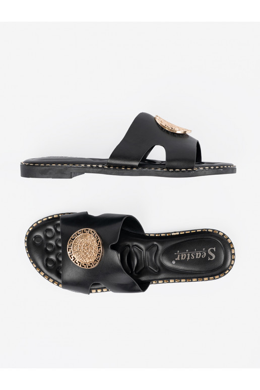 Pantofle Černé se zlatými detaily Pantofle Černé se zlatými detaily