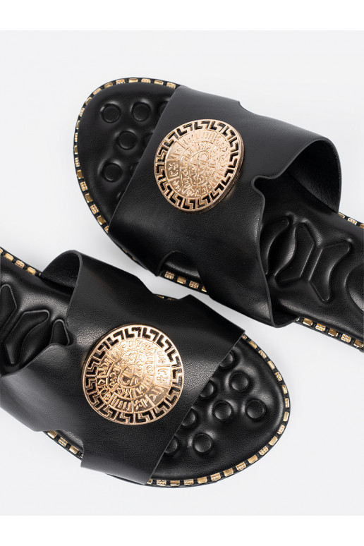 Pantofle Černé se zlatými detaily Pantofle Černé se zlatými detaily