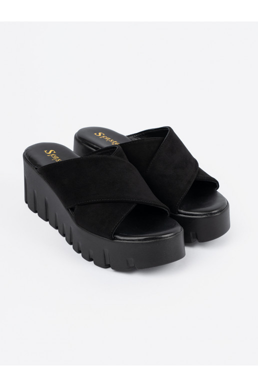 ze semiše Pantofle   Černé ze semiše Pantofle   Černé