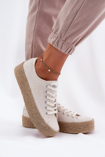 Ležérní obuv s platformou  Lee Cooper LCW-25-02-3284 slonová kost 2