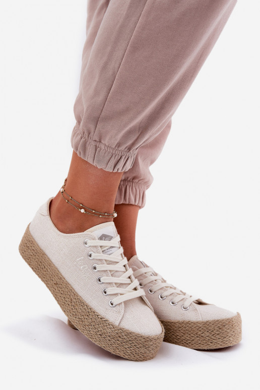 Ležérní obuv s platformou  Lee Cooper LCW-25-02-3284 slonová kost Ležérní obuv s platformou  Lee Cooper LCW-25-02-3284 slonová kost