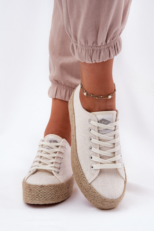 Ležérní obuv s platformou  Lee Cooper LCW-25-02-3284 slonová kost Ležérní obuv s platformou  Lee Cooper LCW-25-02-3284 slonová kost