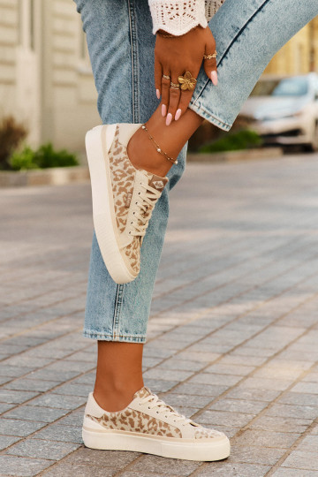 Ležérní obuv se vzory leopardí kožešiny Lee Cooper LCW-25-02-3330L béžové 2