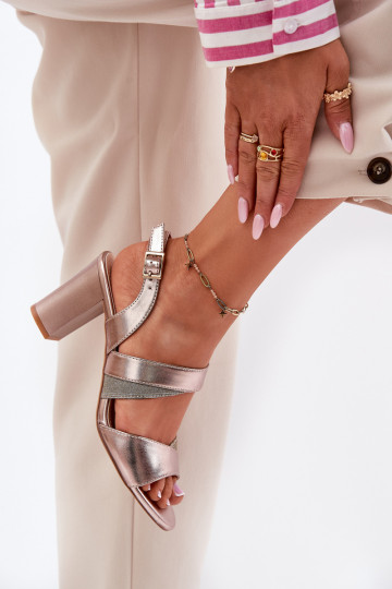 Dámské sandály na vysokém podpatku Sergio Leone SK866 růžově zlatá 2