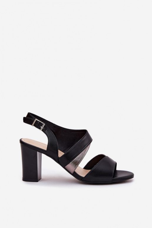 Dámské sandály na vysokém podpatku Sergio Leone SK866 Černé Dámské sandály na vysokém podpatku Sergio Leone SK866 Černé