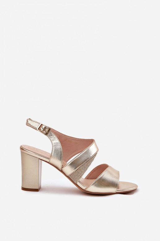 Dámské sandály na vysokém podpatku Sergio Leone SK866 zlaté barvy Dámské sandály na vysokém podpatku Sergio Leone SK866 zlaté barvy