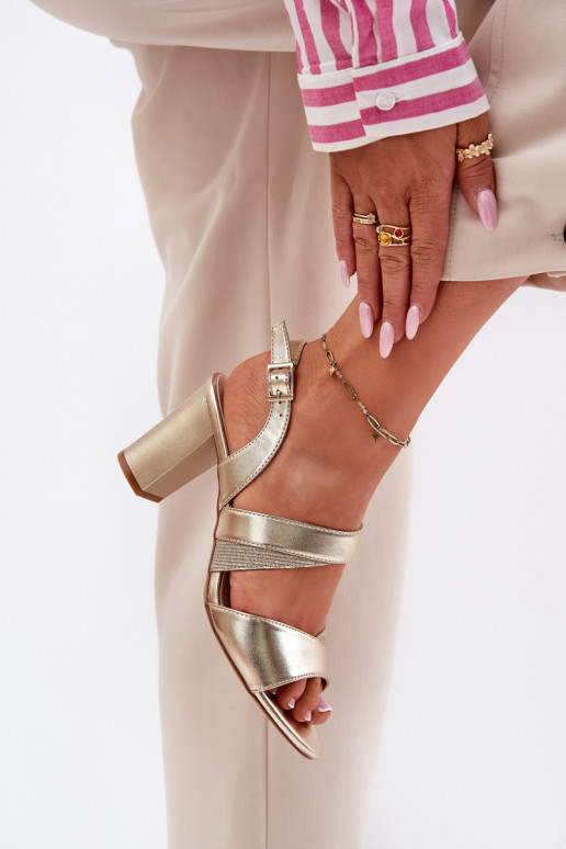 Dámské sandály na vysokém podpatku Sergio Leone SK866 zlaté barvy Dámské sandály na vysokém podpatku Sergio Leone SK866 zlaté barvy