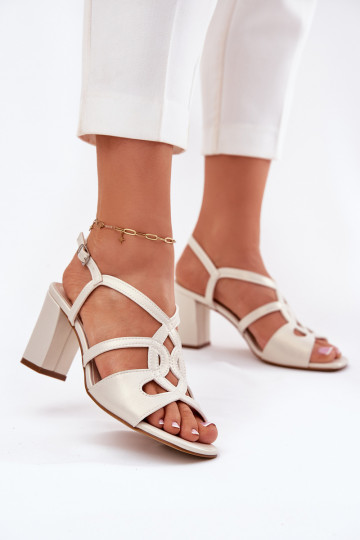  Elegantní sandály na vysokém podpatku  Sergio Leone SK884 perleťové