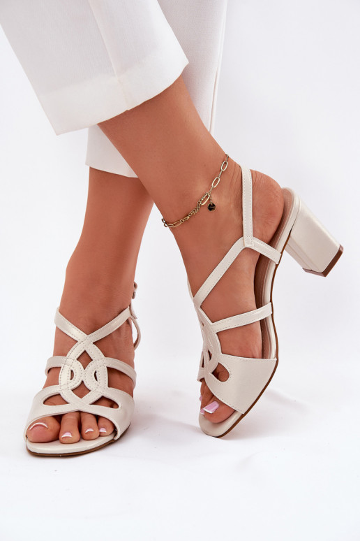  Elegantní sandály na vysokém podpatku  Sergio Leone SK884 perleťové