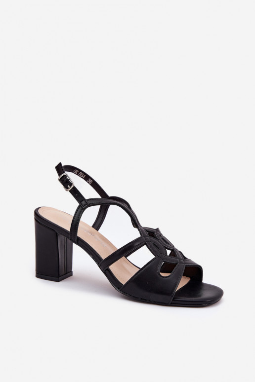 Elegantní sandály na vysokém podpatku  Sergio Leone SK884 Černé  Elegantní sandály na vysokém podpatku  Sergio Leone SK884 Černé