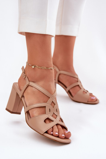Elegantní sandály na vysokém podpatku  Sergio Leone SK884 béžové