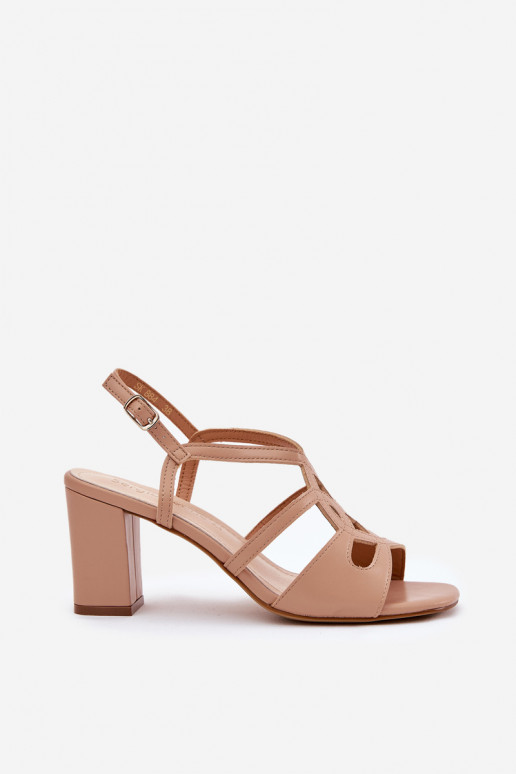 Elegantní sandály na vysokém podpatku  Sergio Leone SK884 béžové  Elegantní sandály na vysokém podpatku  Sergio Leone SK884 béžové