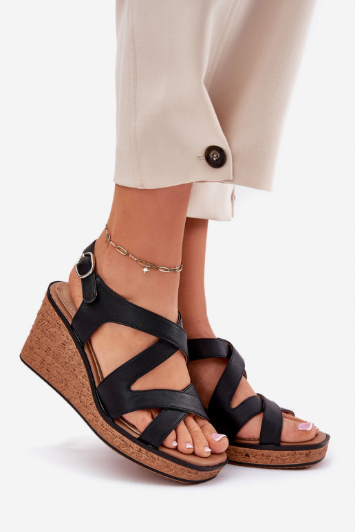 Dámské sandály  Sergio Leone SK223 Černé Dámské sandály  Sergio Leone SK223 Černé