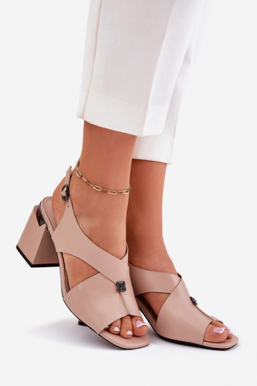 Elegantní styl Dámské sandály na vysokém podpatku Vinceza 62238 béžové Elegantní styl Dámské sandály na vysokém podpatku Vinceza 62238 béžové
