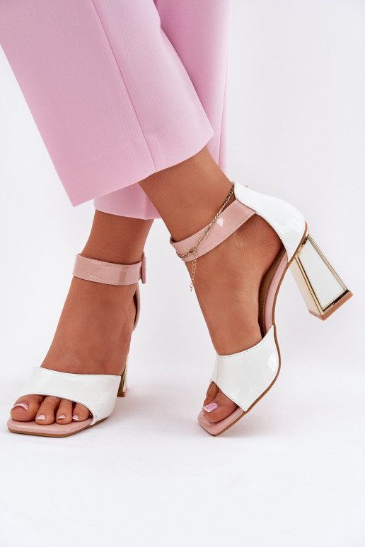 Lakované dámské sandály s podpatky Vinceza 20266 bílé Lakované dámské sandály s podpatky Vinceza 20266 bílé