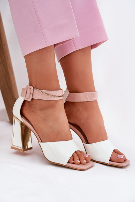 Lakované dámské sandály s podpatky Vinceza 20266 bílé Lakované dámské sandály s podpatky Vinceza 20266 bílé