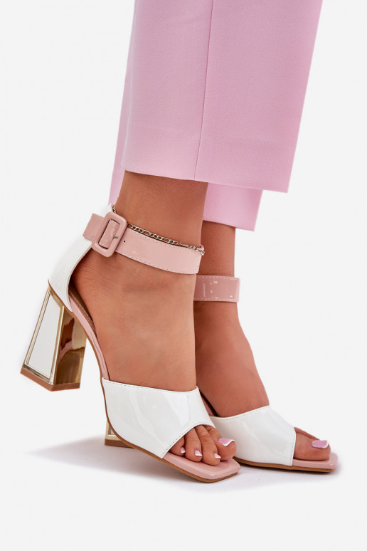 Lakované dámské sandály s podpatky Vinceza 20266 bílé Lakované dámské sandály s podpatky Vinceza 20266 bílé