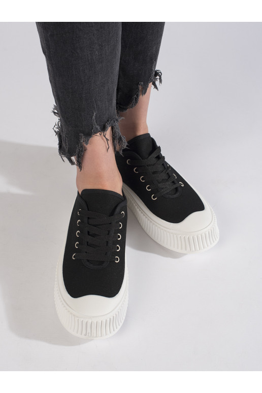 se šněrováním Dámská obuv s platformou Černé
