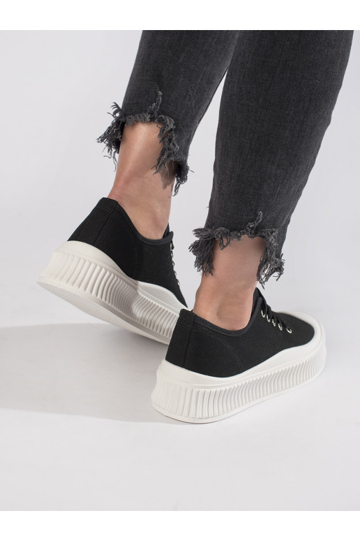 se šněrováním Dámská obuv s platformou Černé