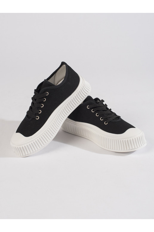 se šněrováním Dámská obuv s platformou Černé