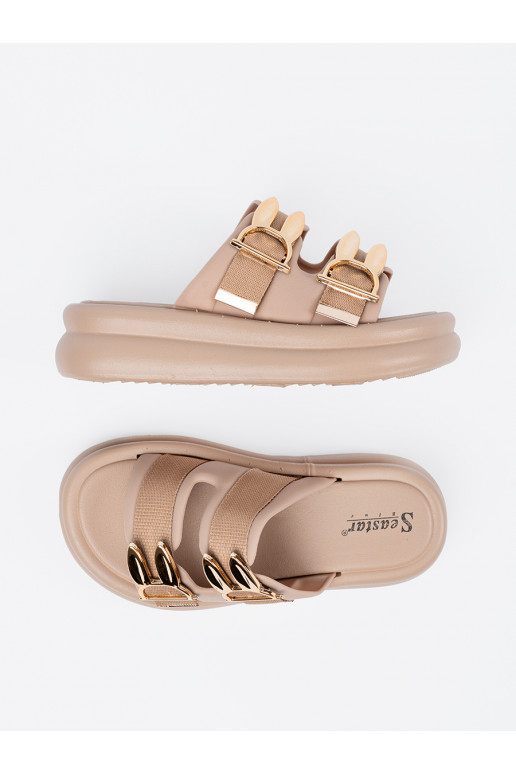 Pantofle ze mi klamrami s platformou beż Pantofle ze mi klamrami s platformou beż