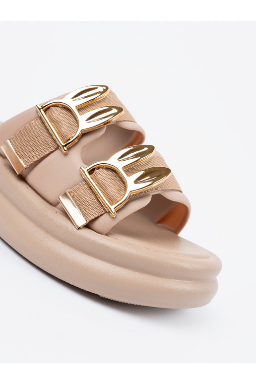 Pantofle ze mi klamrami s platformou beż Pantofle ze mi klamrami s platformou beż