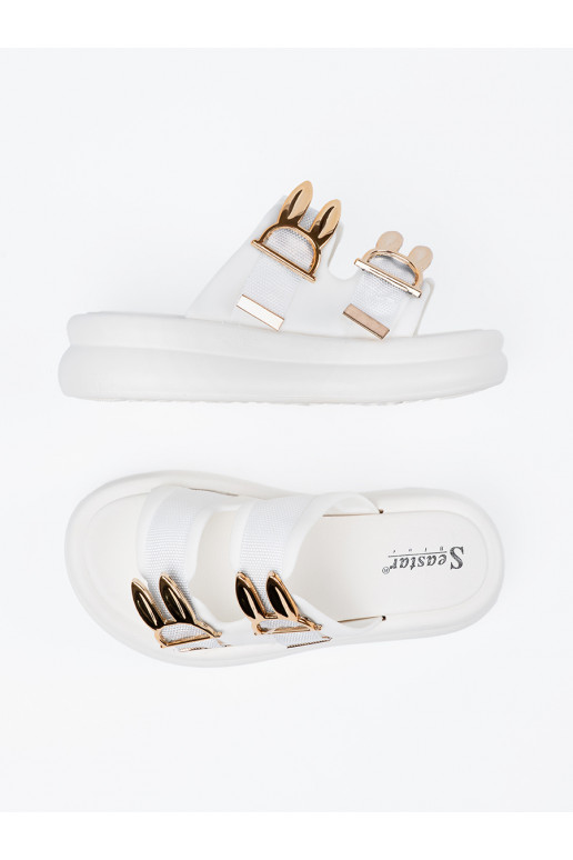 Pantofle ze mi klamrami s platformou bílé Pantofle ze mi klamrami s platformou bílé