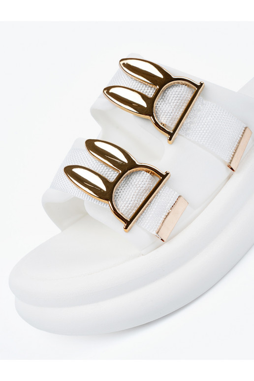 Pantofle ze mi klamrami s platformou bílé Pantofle ze mi klamrami s platformou bílé