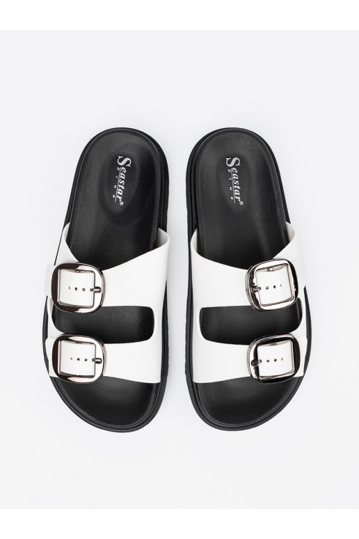 Pantofle bílé ze mi klamrami Pantofle bílé ze mi klamrami