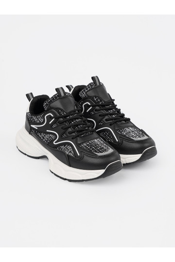 Černé Tenisky z ozdobnymi wstawkami 2