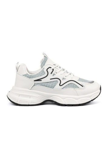 Bílá zelené Tenisky z ozdobnymi wstawkami